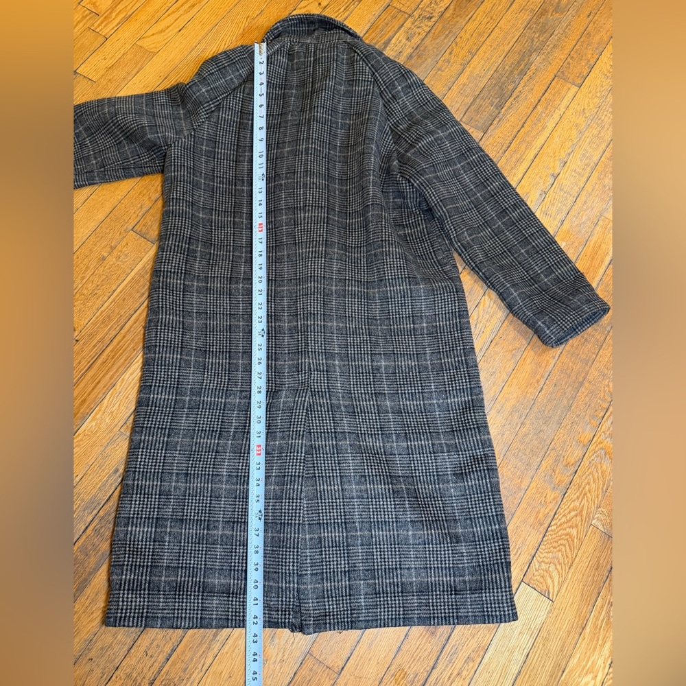 Avec Les Filles Plaid Coat Gray Large Long Jacket - Picture 3 of 8